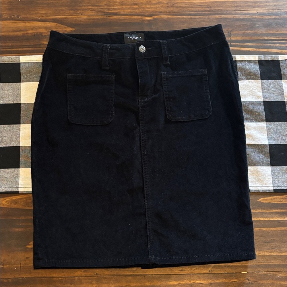 Celebrity Pink Black Corduroy pencil skirt medium